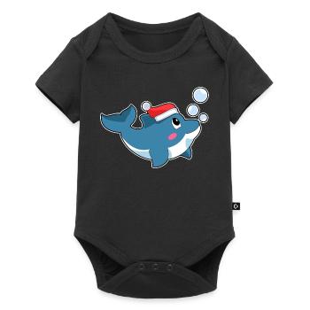 Dolphin Christmas Santa Hat - Baby Premium short-sleeve bodysuit - black - Front