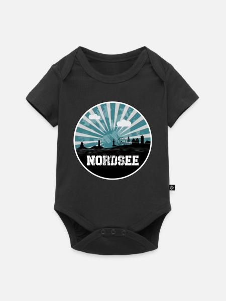 Nordsee Blue Hour Skyline - Baby Premium Kurzarmbody - Schwarz