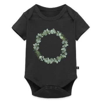 winter wreath of eucalyptus and fir branches - Baby Premium short-sleeve bodysuit - black - Front