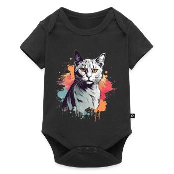 Chat gris mignon - Body à manches courtes Premium Bébé - noir - Devant
