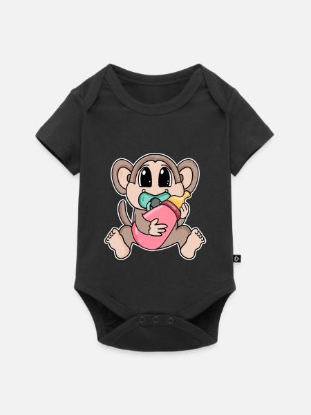 Baby Affe - Baby Premium Kurzarmbody - Schwarz
