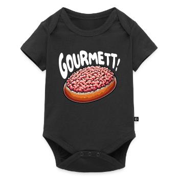 Gourmett - Lustiges Design mit Mett-Brötchen - Baby Premium Kurzarmbody - Schwarz - Vorne