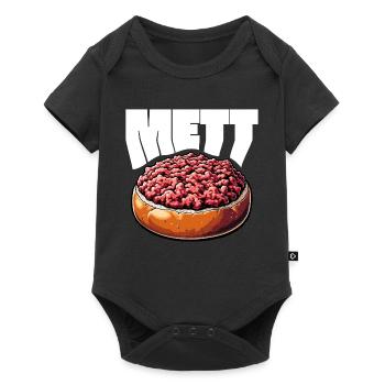 GourMETT - Design für Mettbrötchen Liebhaber - Baby Premium Kurzarmbody - Schwarz - Vorne