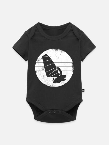 Windsurfer Zeichnung - Baby Premium Kurzarmbody - Schwarz