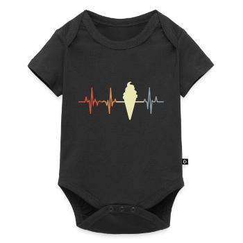 Eiswaffel Herzklopfen Vintage Look - Baby Premium Kurzarmbody - Schwarz - Vorne
