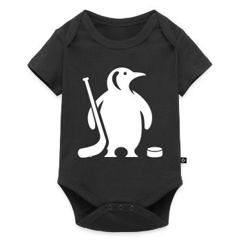 Minimalistische Pinguin Eishockey Silhouette - Baby Premium Kurzarmbody - Schwarz - Vorne