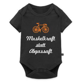 Muskelkraft Rennrad coole Sprüche Reime Fahrrad - Baby Premium Kurzarmbody - Schwarz - Vorne