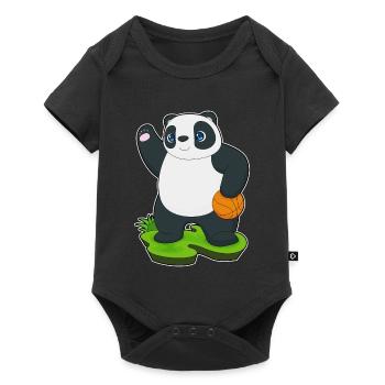 Panda Basketball Player Basketball - Baby Premium short-sleeve bodysuit - black - Front