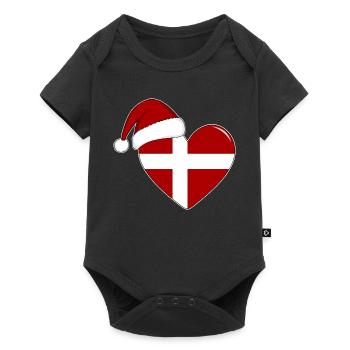 Coeur de Noël drapeau Danemark - Body à manches courtes Premium Bébé - noir - Devant