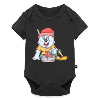 Curling Polar Bear - Baby Premium short-sleeve bodysuit - black - Front