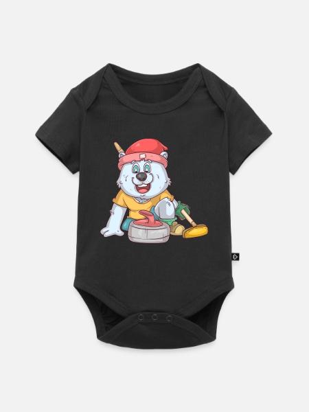 Curling Eisbär - Baby Premium Kurzarmbody - Schwarz