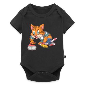 Curling Cat - Baby Premium short-sleeve bodysuit - black - Front