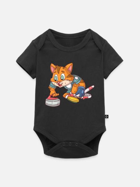 Curling Katze - Baby Premium Kurzarmbody - Schwarz
