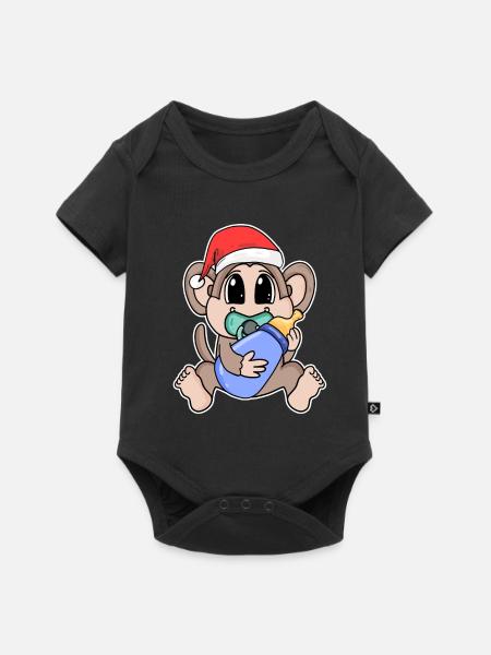 Affe Baby Weihnachten - Baby Premium Kurzarmbody - Schwarz