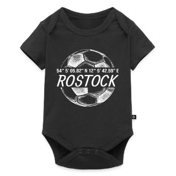 Koordinaten Rostock - Baby Premium Kurzarmbody - Schwarz - Vorne