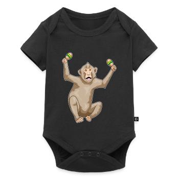 Monkey Musician Rattle Music - Baby Premium short-sleeve bodysuit - black - Front