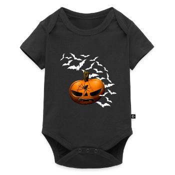 Kürbisse, Fledermäuse, Spinnen, halloween outfit - Baby Premium Kurzarmbody - Schwarz - Vorne
