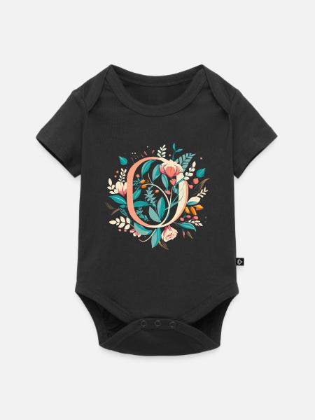 O typography floral - Baby Premium Kurzarmbody - Schwarz