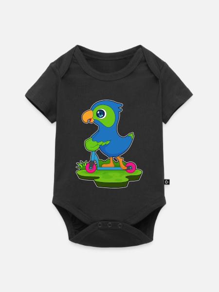 Papagei Tretroller - Baby Premium Kurzarmbody - Schwarz
