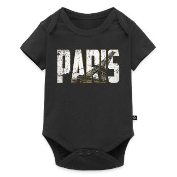 Paris en Lettres avec Tour Eiffel - Body à manches courtes Premium Bébé - noir - Devant