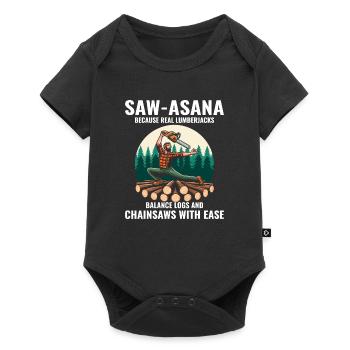 Lumberjack Woodworker Woodcutter Yoga Pose Funny - Baby Premium short-sleeve bodysuit - black - Front