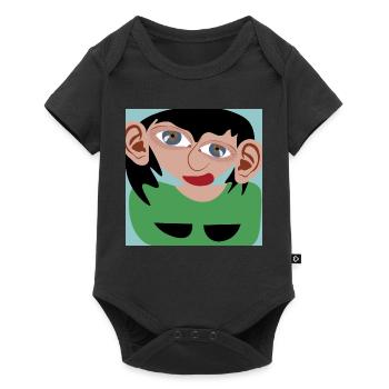 Femme aux cheveux noirs - Body à manches courtes Premium Bébé - noir - Devant