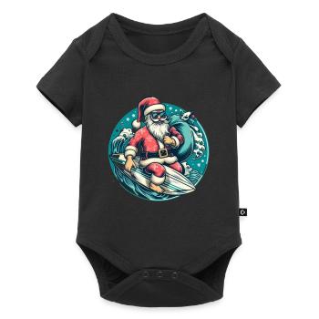 Surfing Santa Claus - Baby Premium short-sleeve bodysuit - black - Front