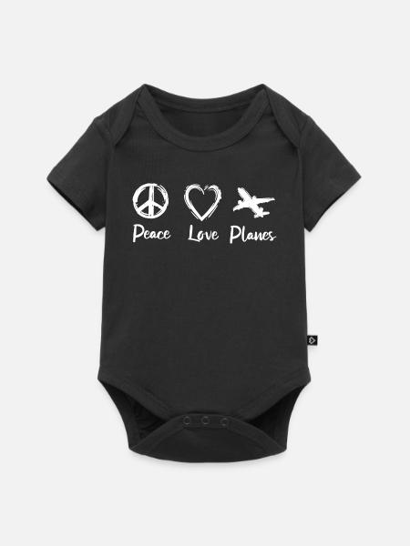 Peace Love Planes - Baby Premium Kurzarmbody - Schwarz