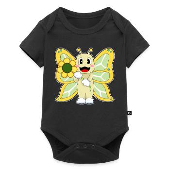 Butterfly Flower - Baby Premium short-sleeve bodysuit - black - Front
