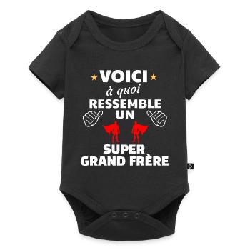 Frère Super Héros Inspirant - Body à manches courtes Premium Bébé - noir - Devant