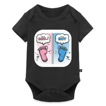 Füße Geschlecht Baby Junge oder Mädchen - Baby Premium Kurzarmbody - Schwarz - Vorne
