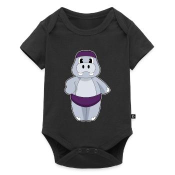 Été du bonnet de baignade hippopotame - Body à manches courtes Premium Bébé - noir - Devant