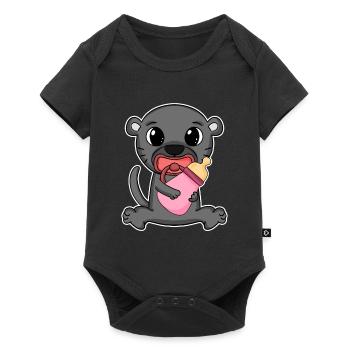 Motif panthère noire bébé - Body à manches courtes Premium Bébé - noir - Devant