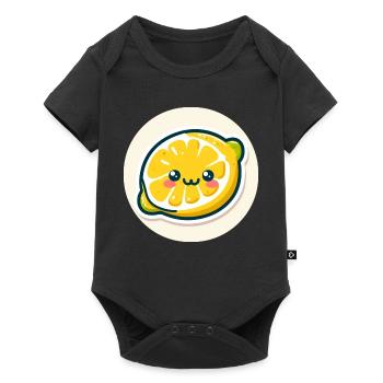 Süße Illustration einer lachenden Zitrone - Baby Premium Kurzarmbody - Schwarz - Vorne
