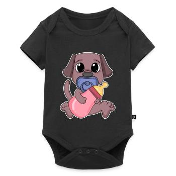 Porte-chien Motif bébé chien - Body à manches courtes Premium Bébé - noir - Devant