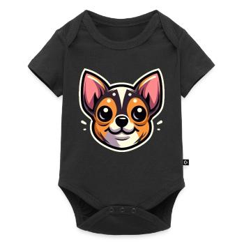 Chihuahua Dog Cartoon Head - Baby Premium short-sleeve bodysuit - black - Front