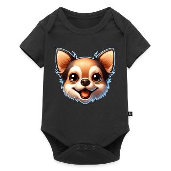 Chihuahua Dog Head Comic Cartoon - Baby Premium short-sleeve bodysuit - black - Front
