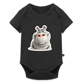 Cute Hippo Funny Grinning Animal Shirt - Baby Premium short-sleeve bodysuit - black - Front