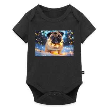 Cute Pug with Christmas Lights - Baby Premium short-sleeve bodysuit - black - Front