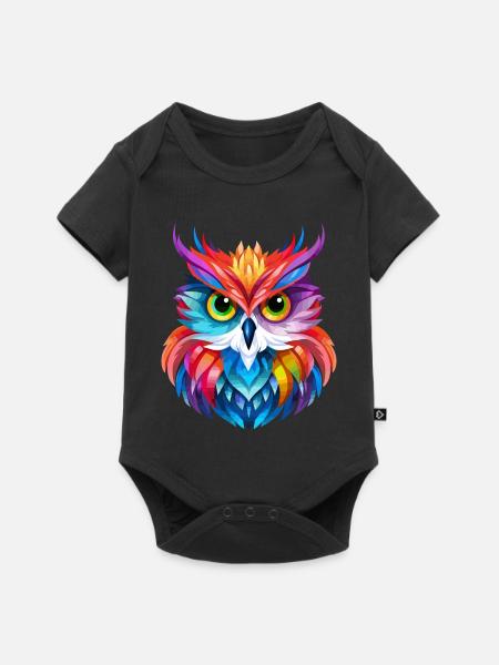 Eulen Design - Baby Premium Kurzarmbody - Schwarz