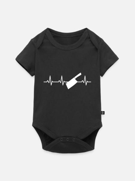 Hackbeil Herzschlag - Baby Premium Kurzarmbody - Schwarz