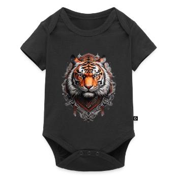 Bengal tiger head style Viking tattoo - Baby Premium short-sleeve bodysuit - black - Front