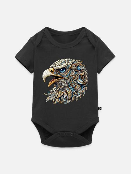 Adler mit Mandalas verziert - Baby Premium Kurzarmbody - Schwarz