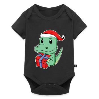 Crocodile avec bonnet de Père Noël - Body à manches courtes Premium Bébé - noir - Devant