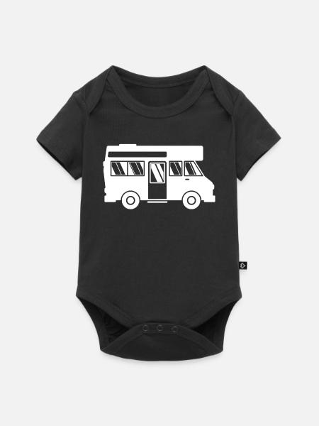 Wohnwagen Wanderlust Wanderer Camping Camper - Baby Premium Kurzarmbody - Schwarz