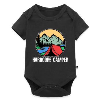 Montagnes, Campeurs, Camping, Camping, Déclaration, Nature, Vacances - Body à manches courtes Premium Bébé - noir - Devant