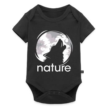 Nature Wolf Moon Howl Evening Night Shadow Logo - Baby Premium short-sleeve bodysuit - black - Front