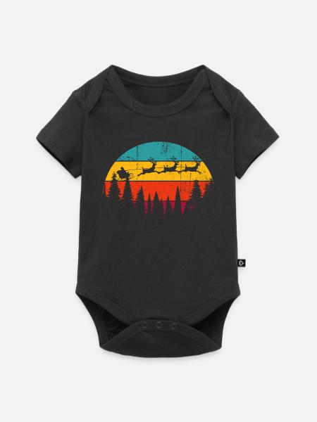Sonnenuntergangswölfe über Kiefern - Baby Premium Kurzarmbody - Schwarz