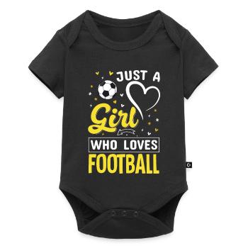 Fille Aime le Football Logo - Body à manches courtes Premium Bébé - noir - Devant