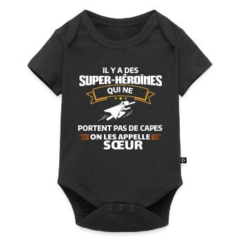 Héroïnes non capes illustrées - Body à manches courtes Premium Bébé - noir - Devant